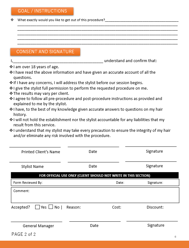 Hair Salon New Client Form Template